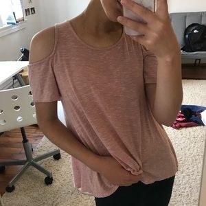 Striped shoulder hole blouse